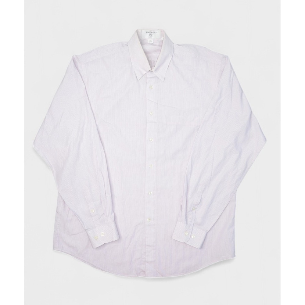 Valentino Uomo Mens 15.5 34 Pink Striped Dress Shirt Long Sleeve Snap Button